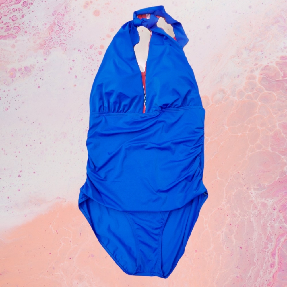 Blue Halter One Piece Bathing Suit